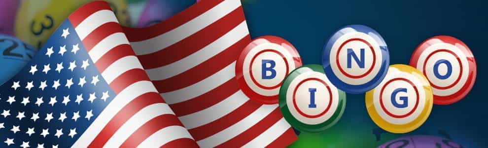 The flag of the United States of America alongside bingo balls.
