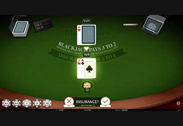 Blackjack Single Hand gameplay.