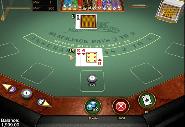 A look at the table of Blackjack Vegas Downtown online.