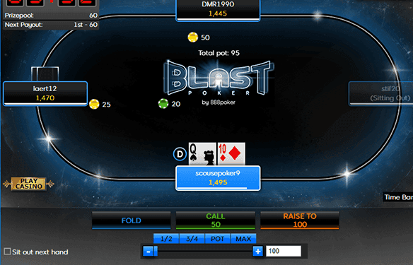Screenshot showing a Blast Poker online casino table
