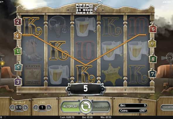 In-game view of the Dead or Alive slot.