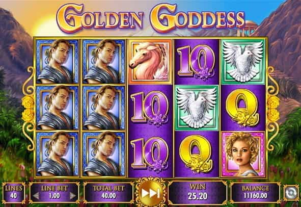 In-game view of the Golden Goddess online slot