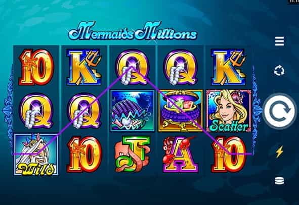 In-game view of the Mermaids Millions online slot