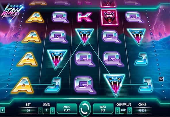 In-game view of Neon Staxx online slot