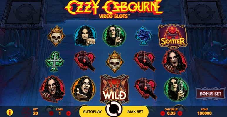 The Ozzy Osbourne slot rows and reels.
