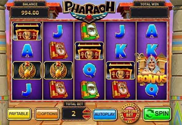 The Pharaoh slot demo game rows and reels.