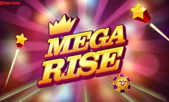 Game logo and opening screen of Mega Rise slot by Red Tiger Gaming.