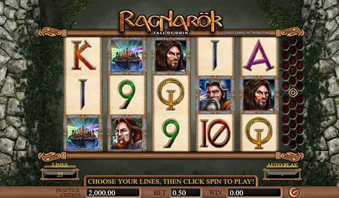 The rows and reels of the Ragnarok slot game.