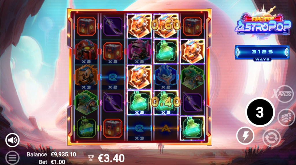Screenshot of the Bonus Game Feature of AstroPop
