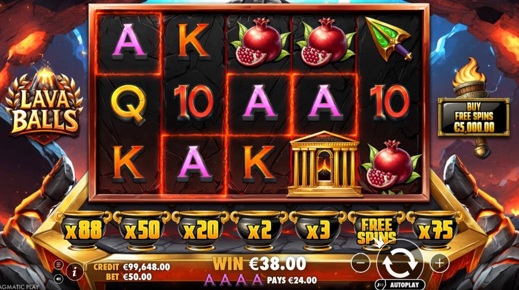 Screenshot from the New Lava Balls Slot by Pragmatic Play