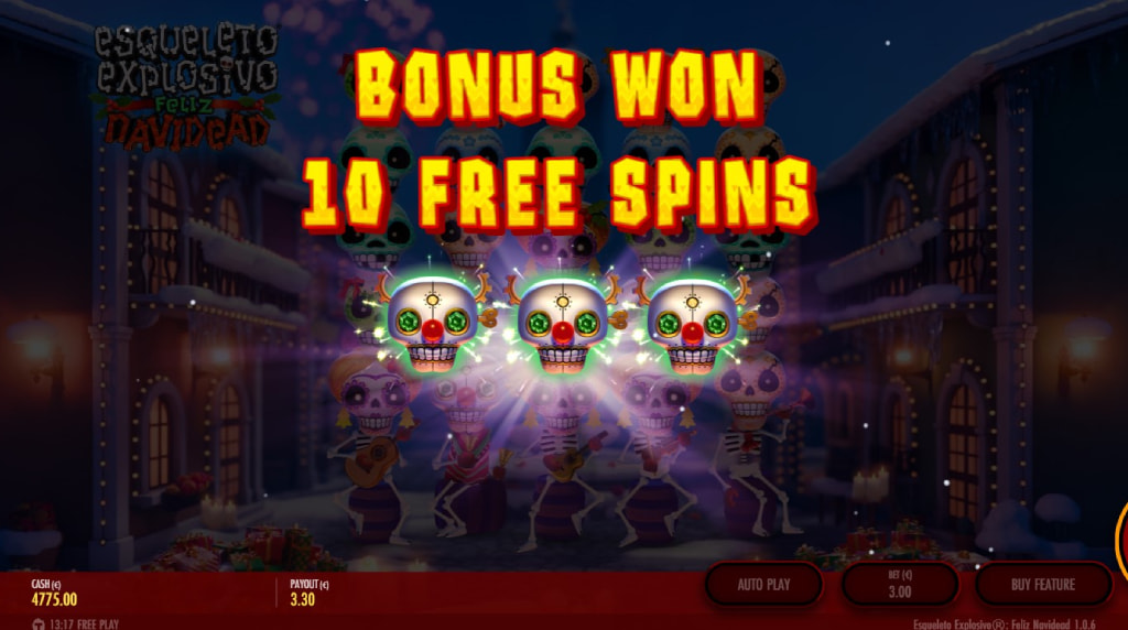 Screenshot from the Bonus Game of Esqueleto Explosivo Feliz Navidead