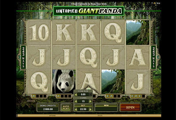 Her er et eksempel på, hvordan Untamed Giant Panda ser ud hos en af de bedste danske casino operatører