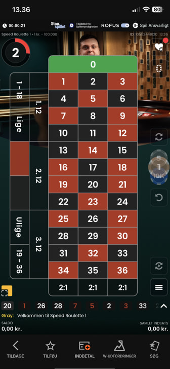 Sådan kan en spilleplade i et roulette spil se ud.