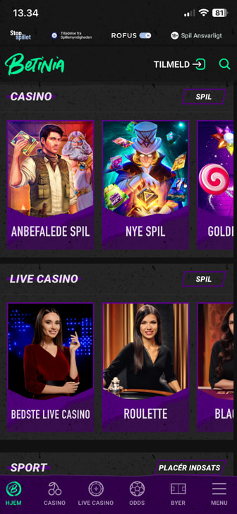 Forsiden af et online roulette casino, hvor du kan tjekke efter licens.