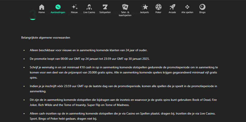 bet365 - Bonus voorwaarden pagina