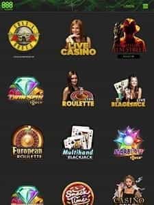 Game Selection on the 888casino App