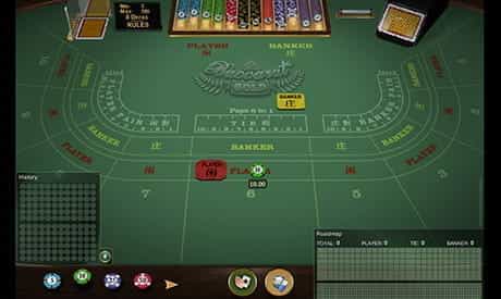 baccarat on a virtual green felt casino table.