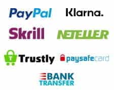 Payment methods for Barbados Casino including PayPal, Klarna, Neteller and paysafecard.