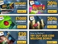 Image of the promotions at Betfair casino.