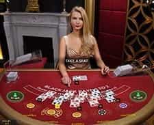A live blackjack game at the Hippodrome online casino.