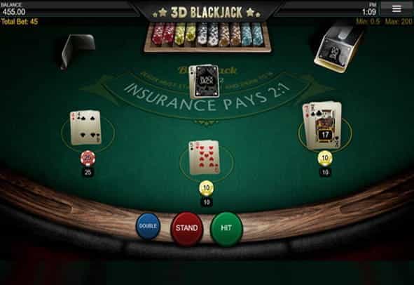 A demo game of 3D Blackjack
