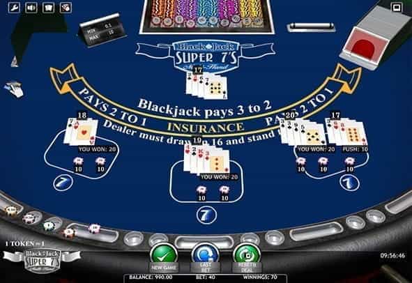 The Blackjack Super 7's Multi Hand game from iSotfBet