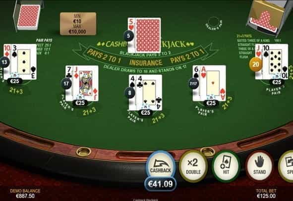 The Cashback Blackjack game by Playtech.