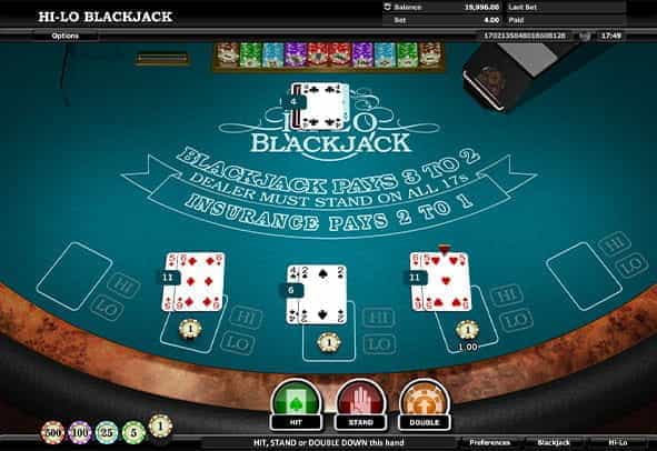 Hi-Lo Blackjack demo version gameplay.