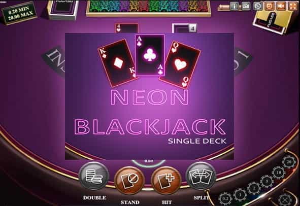 In-game view of Neon Single Deck Blackjack.