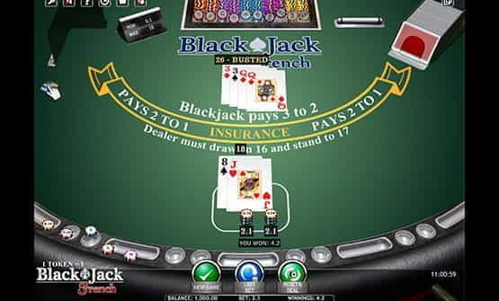 Blackjack French gameplay view.