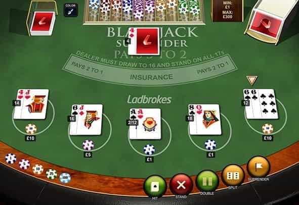 Online blackjack with surrender
