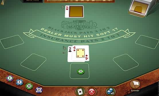 The cards in the Spanish Blackjack Gold online game.
