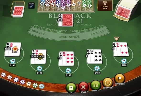 The Blackjack Super 21 game by Playtech.