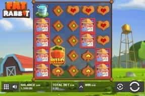 In-game view of the farm themed slot Fat Rabbit.
