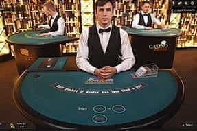 A live dealer at the Casumo poker table.