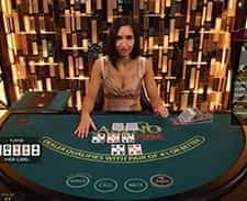 A screenshot of a live casino hold'em game
