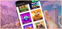 Slot games on an iphone and the Dunder logo