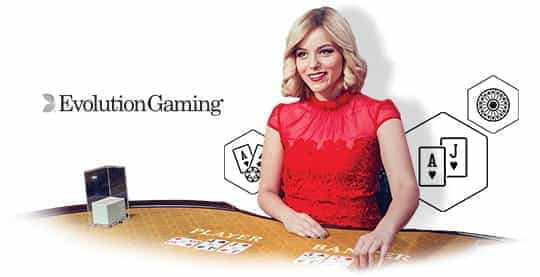 A live casino dealer from Evolution Gaming.