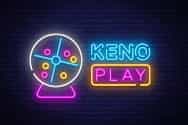 A neon sign saying Keno Play.