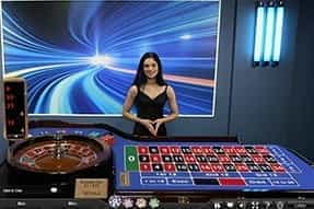 Ladbrokes Casino's Speed Roulette in action complete with a live dealer
