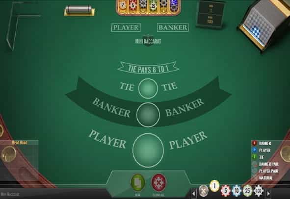 Mini Baccarat demo game, developed by Play'n GO.