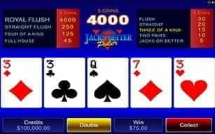 Jacks or Better video poker is amongst the mobile game selection on the Mr Green mobile app