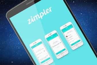 The Zimpler logo on a mobile phone.