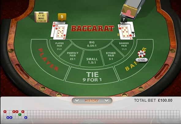 A winning hand in the Playtech Baccarat online casino game