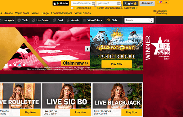 Betfair casino homepage: the first step to signing up
