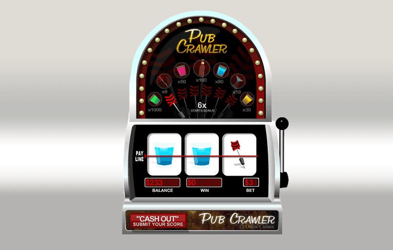 The Pub Crawler slot game in play.