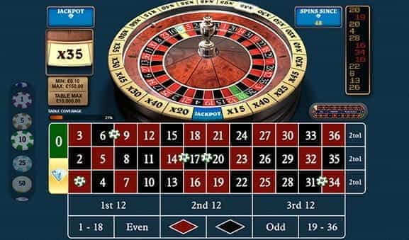 An in-game image of 1000 Diamond Bet Roulette from Playtech.