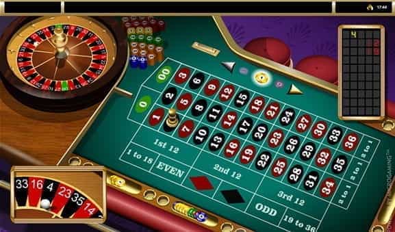 Image showing in-game play of Microgaming's American Roulette.