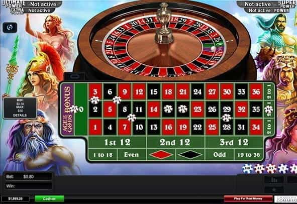 Cover image for a free embedded game of Age of the Gods Roulette, with various bets placed on the table.