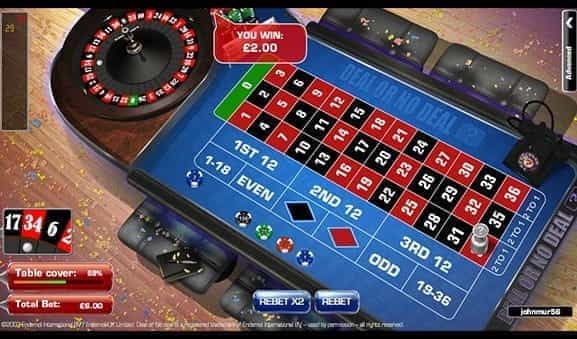 An in-game image of Deal or No Deal Roulette, after a win.